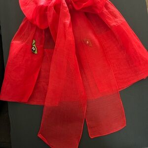 Sheer Vintage Elegant Red Apron with Bells
